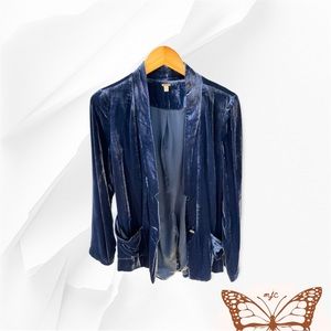 Free People Blue Velvet Blazer Size M